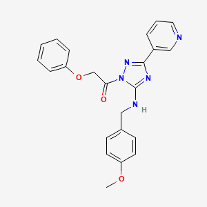 molecular formula C23H21N5O3 B11402819 1-{5-[(4-methoxybenzyl)amino]-3-(pyridin-3-yl)-1H-1,2,4-triazol-1-yl}-2-phenoxyethanone 