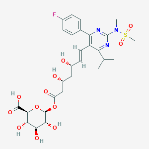 molecular formula C₂₈H₃₆FN₃O₁₂S B1140283 Rosuvastatin acyl-B-D-glucuronide CAS No. 503610-44-4