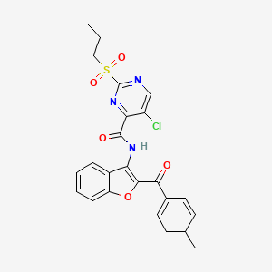 molecular formula C24H20ClN3O5S B11403053 5-chloro-N-{2-[(4-methylphenyl)carbonyl]-1-benzofuran-3-yl}-2-(propylsulfonyl)pyrimidine-4-carboxamide 