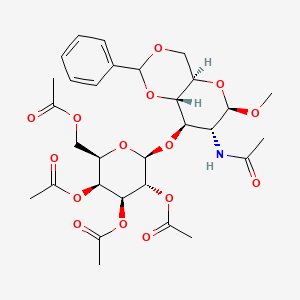 molecular formula C₃₀H₃₉NO₁₅ B1140318 Methyl 2-acetamido-3-O-(2,3,4,6-tetra-O-acetyl-b-D-galactopyranosyl)-4,6-O-benzylidene-2-deoxy-b-D-glucopyranoside CAS No. 162427-96-5