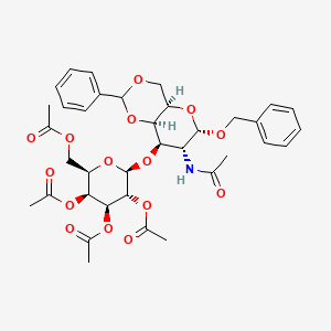 molecular formula C₃₆H₄₃NO₁₅ B1140332 [(2R,3S,4S,5R,6R)-6-[[(4Ar,6S,7R,8R,8aR)-7-acetamido-2-phenyl-6-phenylmethoxy-4,4a,6,7,8,8a-hexahydropyrano[3,2-d][1,3]dioxin-8-yl]oxy]-3,4,5-triacetyloxyoxan-2-yl]methyl acetate CAS No. 86327-84-6
