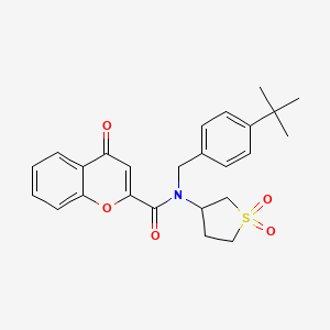 molecular formula C25H27NO5S B11403363 N-(4-tert-butylbenzyl)-N-(1,1-dioxidotetrahydrothiophen-3-yl)-4-oxo-4H-chromene-2-carboxamide 