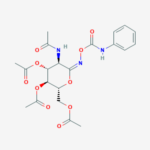 molecular formula C₂₁H₂₅N₃O₁₀ B1140340 O-(2-Acetamido-3,4,6-tri-O-acetyl-D-glucopyranosylidene)amino N-phenyl carbamate CAS No. 132063-04-8