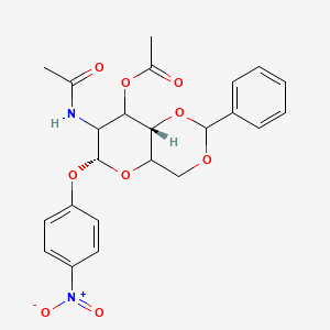 molecular formula C₂₃H₂₄N₂O₉ B1140341 p-Nitrophenyl 2-Acetamido-3-O-acetyl-4,6-O-benzylidene-2-deoxy-alpha-D-glucopyranoside CAS No. 23262-56-8