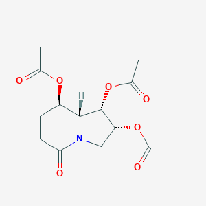 molecular formula C₁₄H₁₉NO₇ B1140343 (1S,2R,8R,8AR)-1,2,8-Triacetoxy-octahydro-5-oxyindolizine CAS No. 91897-68-6