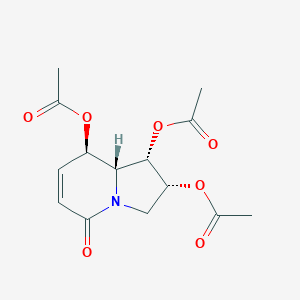 B1140344 (1S,2R,8R,8aR)-1,2,8-Triacetoxy-1,2,3,5,8,8a-hexahydro-5-oxyindolizine CAS No. 149913-46-2