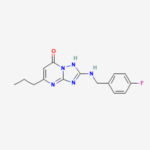 molecular formula C15H16FN5O B11403615 2-[(4-Fluorobenzyl)amino]-5-propyl[1,2,4]triazolo[1,5-a]pyrimidin-7-ol 