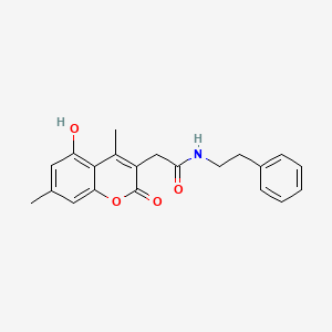 molecular formula C21H21NO4 B11403632 2-(5-hydroxy-4,7-dimethyl-2-oxo-2H-chromen-3-yl)-N-(2-phenylethyl)acetamide 
