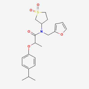 molecular formula C21H27NO5S B11403663 N-(1,1-dioxidotetrahydrothiophen-3-yl)-N-(furan-2-ylmethyl)-2-[4-(propan-2-yl)phenoxy]propanamide 