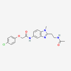 molecular formula C20H21ClN4O3 B11403677 N-{2-[2-(acetylamino)ethyl]-1-methyl-1H-benzimidazol-5-yl}-2-(4-chlorophenoxy)acetamide 