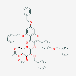 5,7-Bis-(benzyloxy)-alpha-(4-(benzyloxy)phenyl)-3-[3,4-di-O-acetyl-alpha-O-acetyl-alpha-L-rhamnopyranosyloxyl]-4H-chromen-4-one