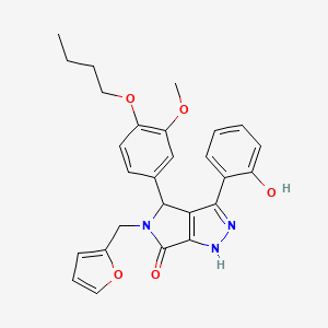 molecular formula C27H27N3O5 B11403859 4-(4-butoxy-3-methoxyphenyl)-5-(furan-2-ylmethyl)-3-(2-hydroxyphenyl)-4,5-dihydropyrrolo[3,4-c]pyrazol-6(1H)-one 