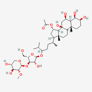 molecular formula C40H68O15 B1140413 [(3S,4R,5S,6R,8S,9R,10S,13R,14S,15S,17R)-17-[(2R)-5-[(2R,3R,4R,5S)-4-[(2S,3R,4S,5R)-4,5-dihydroxy-3-methoxyoxan-2-yl]oxy-3-hydroxy-5-(hydroxymethyl)oxolan-2-yl]oxy-6-methylheptan-2-yl]-3,4,6,8-tetrahydroxy-10,13-dimethyl-1,2,3,4,5,6,7,9,11,12,14,15,16,17-tetradecahydrocyclopenta[a]phenanthren-15-yl] acetate CAS No. 109521-80-4