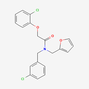 molecular formula C20H17Cl2NO3 B11404153 N-(3-chlorobenzyl)-2-(2-chlorophenoxy)-N-(furan-2-ylmethyl)acetamide 