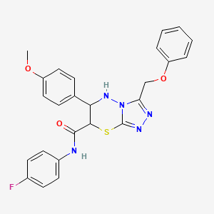 molecular formula C25H22FN5O3S B11404178 N-(4-fluorophenyl)-6-(4-methoxyphenyl)-3-(phenoxymethyl)-6,7-dihydro-5H-[1,2,4]triazolo[3,4-b][1,3,4]thiadiazine-7-carboxamide 
