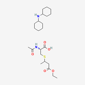 (2R)-2-Acetamido-3-(4-ethoxy-4-oxobutan-2-yl)sulfanylpropanoic acid;N-cyclohexylcyclohexanamine