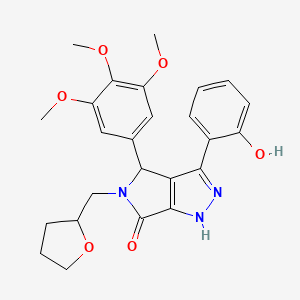 molecular formula C25H27N3O6 B11404404 3-(2-hydroxyphenyl)-5-(tetrahydrofuran-2-ylmethyl)-4-(3,4,5-trimethoxyphenyl)-4,5-dihydropyrrolo[3,4-c]pyrazol-6(2H)-one 