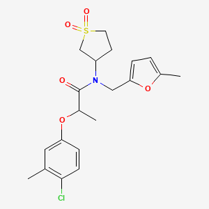 molecular formula C20H24ClNO5S B11404416 2-(4-chloro-3-methylphenoxy)-N-(1,1-dioxidotetrahydrothiophen-3-yl)-N-[(5-methylfuran-2-yl)methyl]propanamide 