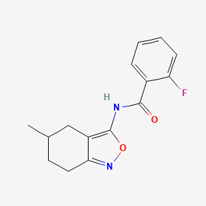 molecular formula C15H15FN2O2 B11404532 2-fluoro-N-(5-methyl-4,5,6,7-tetrahydro-2,1-benzoxazol-3-yl)benzamide 