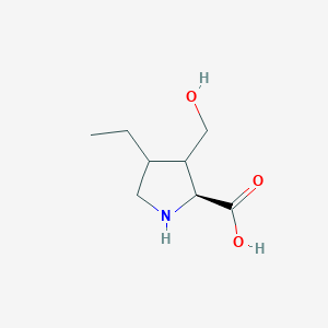 B1140456 (2S)-4-Ethyl-3-(hydroxymethyl)pyrrolidine-2-carboxylic acid CAS No. 102686-07-7