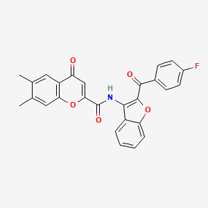 molecular formula C27H18FNO5 B11404667 N-[2-(4-fluorobenzoyl)-1-benzofuran-3-yl]-6,7-dimethyl-4-oxo-4H-chromene-2-carboxamide 