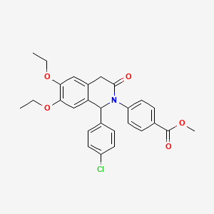 molecular formula C27H26ClNO5 B11404717 methyl 4-[1-(4-chlorophenyl)-6,7-diethoxy-3-oxo-3,4-dihydroisoquinolin-2(1H)-yl]benzoate 