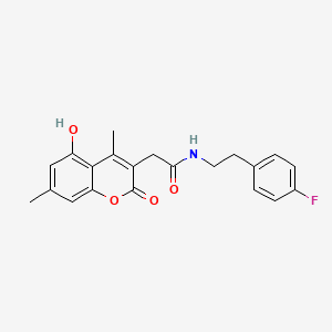 molecular formula C21H20FNO4 B11404795 N-[2-(4-fluorophenyl)ethyl]-2-(5-hydroxy-4,7-dimethyl-2-oxo-2H-chromen-3-yl)acetamide 