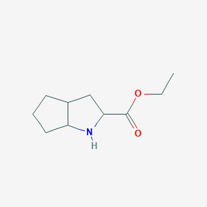 molecular formula C11H19NO2 B1140481 Ethyl 1,2,3,3a,4,5,6,6a-octahydrocyclopenta[b]pyrrole-2-carboxylate CAS No. 104069-55-8