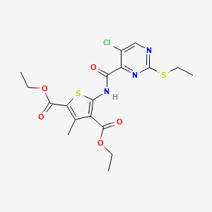 molecular formula C18H20ClN3O5S2 B11404815 Diethyl 5-({[5-chloro-2-(ethylsulfanyl)pyrimidin-4-yl]carbonyl}amino)-3-methylthiophene-2,4-dicarboxylate 
