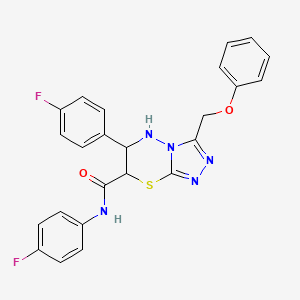 molecular formula C24H19F2N5O2S B11404817 N,6-bis(4-fluorophenyl)-3-(phenoxymethyl)-6,7-dihydro-5H-[1,2,4]triazolo[3,4-b][1,3,4]thiadiazine-7-carboxamide 