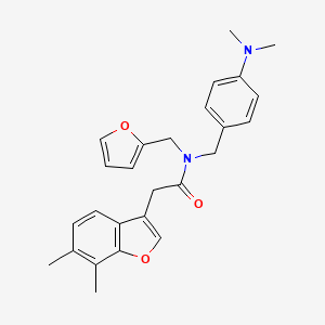 molecular formula C26H28N2O3 B11404834 N-[4-(dimethylamino)benzyl]-2-(6,7-dimethyl-1-benzofuran-3-yl)-N-(furan-2-ylmethyl)acetamide 
