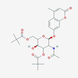 molecular formula C₂₈H₃₇NO₁₀ B1140485 4-Methylumbelliferyl 2-Acetamido-2-deoxy-3,6-dipivaloyl-beta-D-galactopyranoside CAS No. 849207-59-6