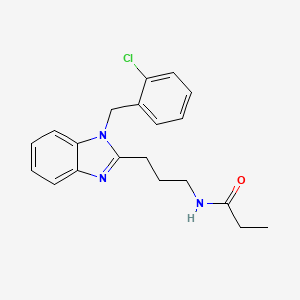 molecular formula C20H22ClN3O B11404854 N-{3-[1-(2-chlorobenzyl)-1H-benzimidazol-2-yl]propyl}propanamide 