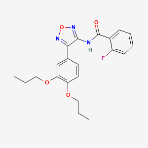 molecular formula C21H22FN3O4 B11404866 N-[4-(3,4-dipropoxyphenyl)-1,2,5-oxadiazol-3-yl]-2-fluorobenzamide 