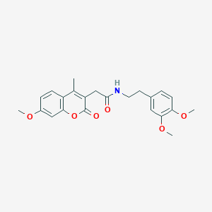 molecular formula C23H25NO6 B11404886 N-[2-(3,4-dimethoxyphenyl)ethyl]-2-(7-methoxy-4-methyl-2-oxo-2H-chromen-3-yl)acetamide 