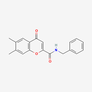 molecular formula C19H17NO3 B11404955 N-benzyl-6,7-dimethyl-4-oxo-4H-chromene-2-carboxamide CAS No. 873081-00-6