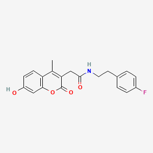 molecular formula C20H18FNO4 B11405031 N-[2-(4-fluorophenyl)ethyl]-2-(7-hydroxy-4-methyl-2-oxo-2H-chromen-3-yl)acetamide 