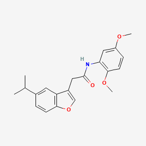 molecular formula C21H23NO4 B11405041 N-(2,5-dimethoxyphenyl)-2-[5-(propan-2-yl)-1-benzofuran-3-yl]acetamide 