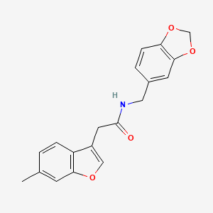 molecular formula C19H17NO4 B11405078 N-(1,3-benzodioxol-5-ylmethyl)-2-(6-methyl-1-benzofuran-3-yl)acetamide 