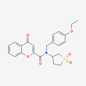 molecular formula C23H23NO6S B11405172 N-(1,1-dioxidotetrahydrothiophen-3-yl)-N-(4-ethoxybenzyl)-4-oxo-4H-chromene-2-carboxamide 