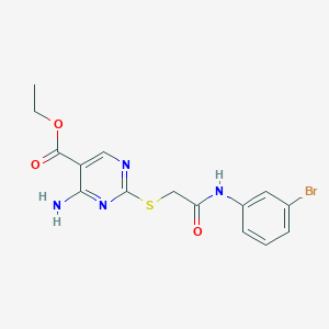 molecular formula C15H15BrN4O3S B11405204 Ethyl 4-amino-2-({2-[(3-bromophenyl)amino]-2-oxoethyl}sulfanyl)pyrimidine-5-carboxylate 