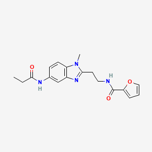 molecular formula C18H20N4O3 B11405230 N-{2-[1-methyl-5-(propanoylamino)-1H-benzimidazol-2-yl]ethyl}furan-2-carboxamide 