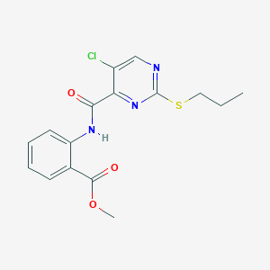 molecular formula C16H16ClN3O3S B11405249 Methyl 2-({[5-chloro-2-(propylsulfanyl)pyrimidin-4-yl]carbonyl}amino)benzoate 