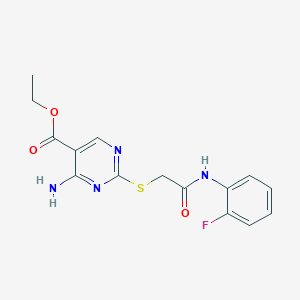 molecular formula C15H15FN4O3S B11405459 Ethyl 4-amino-2-({2-[(2-fluorophenyl)amino]-2-oxoethyl}sulfanyl)pyrimidine-5-carboxylate 