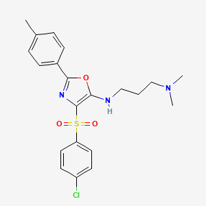 molecular formula C21H24ClN3O3S B11405487 N'-{4-[(4-chlorophenyl)sulfonyl]-2-(4-methylphenyl)-1,3-oxazol-5-yl}-N,N-dimethylpropane-1,3-diamine 