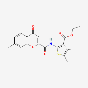 molecular formula C20H19NO5S B11405507 ethyl 4,5-dimethyl-2-{[(7-methyl-4-oxo-4H-chromen-2-yl)carbonyl]amino}thiophene-3-carboxylate 
