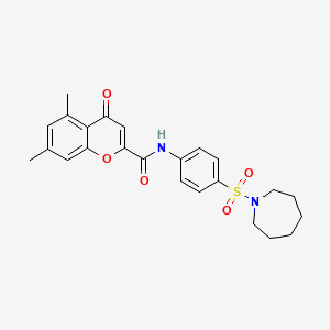 molecular formula C24H26N2O5S B11405520 N-[4-(azepan-1-ylsulfonyl)phenyl]-5,7-dimethyl-4-oxo-4H-chromene-2-carboxamide 