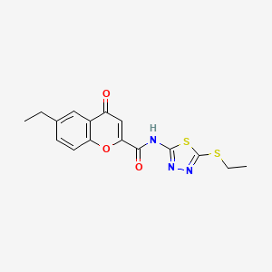 molecular formula C16H15N3O3S2 B11405568 6-ethyl-N-[5-(ethylsulfanyl)-1,3,4-thiadiazol-2-yl]-4-oxo-4H-chromene-2-carboxamide 