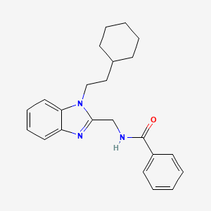 molecular formula C23H27N3O B11405587 N-{[1-(2-cyclohexylethyl)-1H-benzimidazol-2-yl]methyl}benzamide 