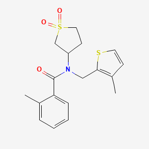 molecular formula C18H21NO3S2 B11405593 N-(1,1-dioxidotetrahydrothiophen-3-yl)-2-methyl-N-[(3-methylthiophen-2-yl)methyl]benzamide 